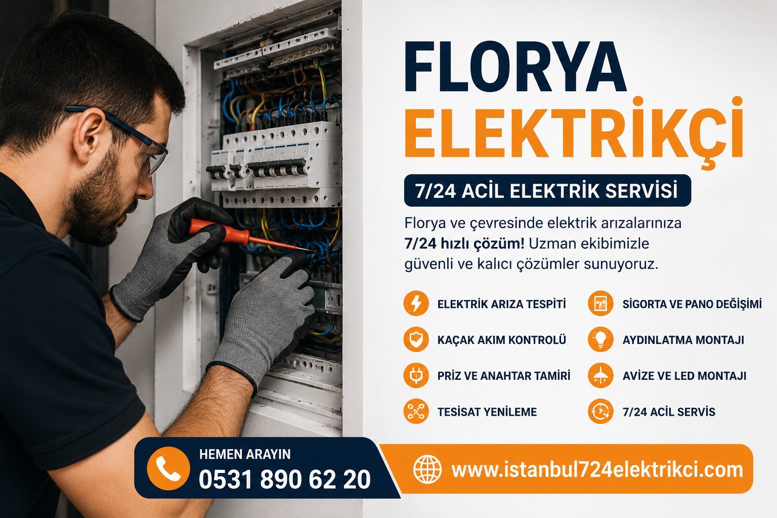 Florya elektrikçi 7/24 acil elektrikçi hizmeti