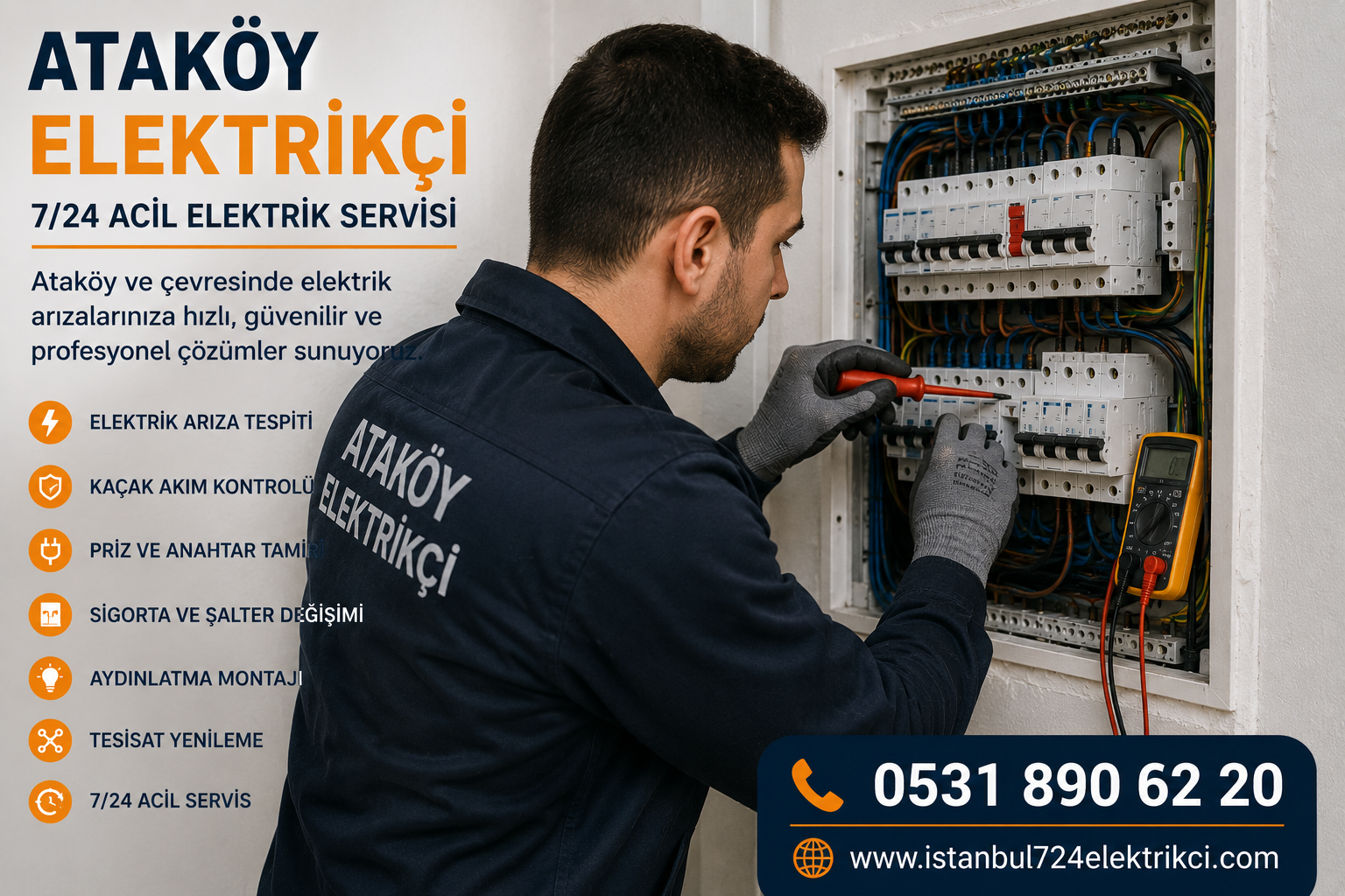 Ataköy elektrikçi 7/24 acil elektrikçi hizmeti